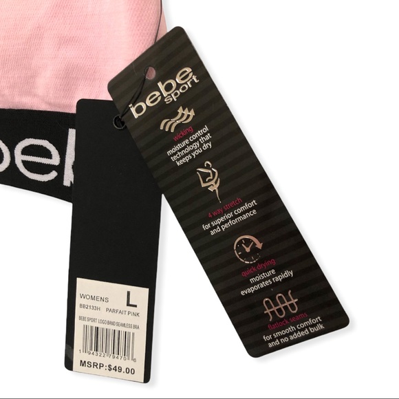 🏃‍♀️bebe sport | Parfait Pink Seamless Racerback Athletic Bra W/ Removable Cups - Picture 6 of 8